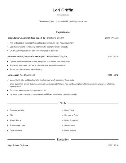 Groundsman Resume
