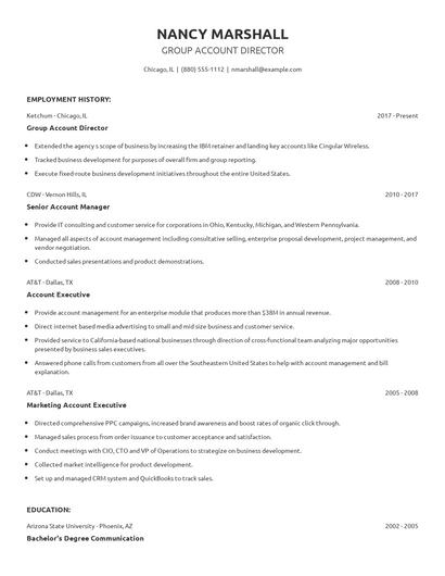 Group Account Director Resume