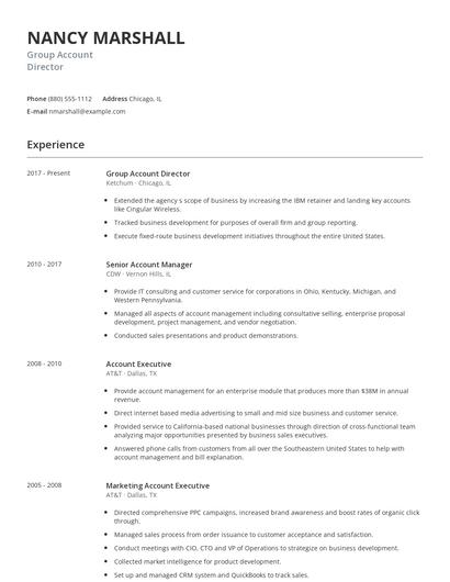 Group Account Director Resume