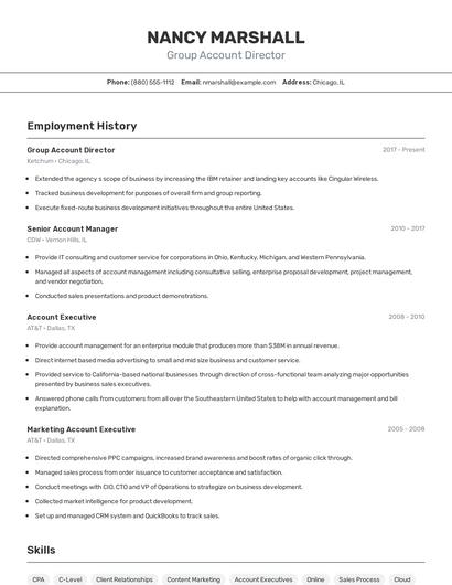 Group Account Director Resume