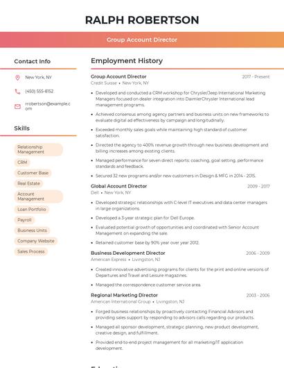 Group Account Director Resume