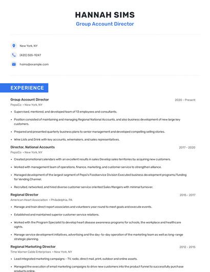 Group Account Director Resume