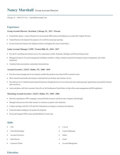 Group Account Director Resume