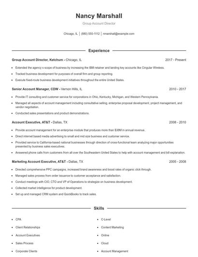 Group Account Director Resume