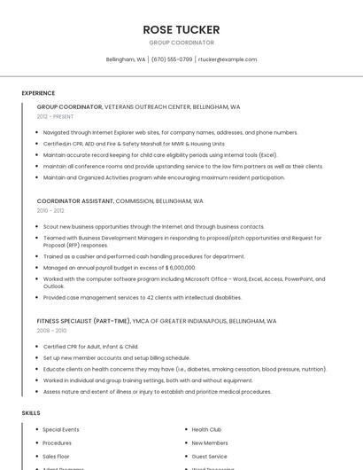 Group Coordinator Resume