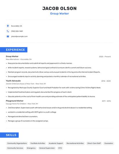 Group Worker Resume
