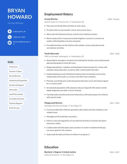 Group Worker Resume