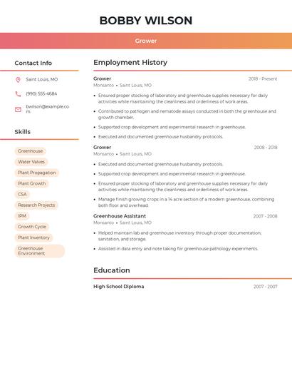 Grower Resume