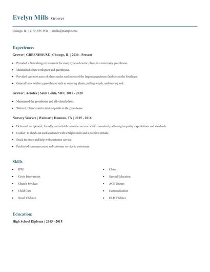 Grower Resume