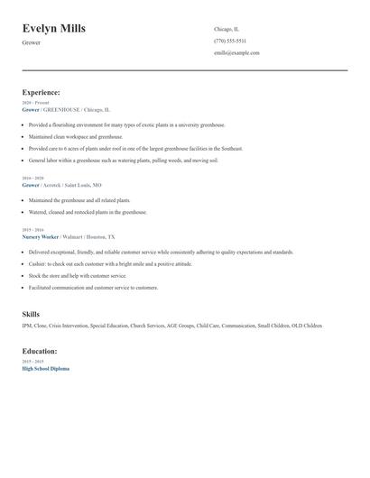 Grower Resume