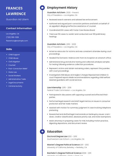 Guardian Ad Litem Resume