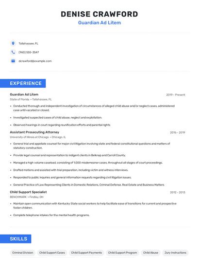Guardian Ad Litem Resume