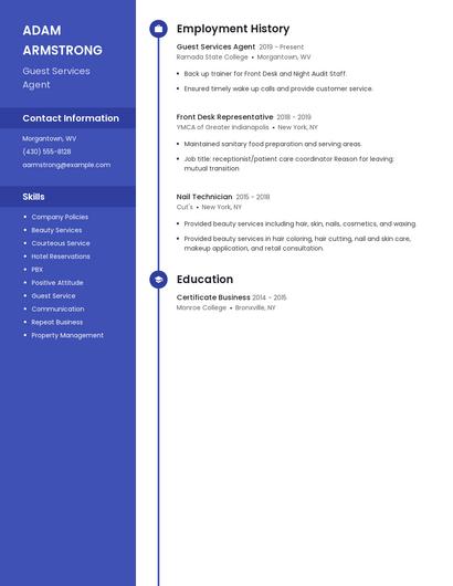 Guest Services Agent Resume