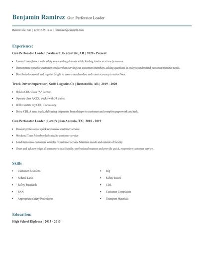 Gun Perforator Loader Resume
