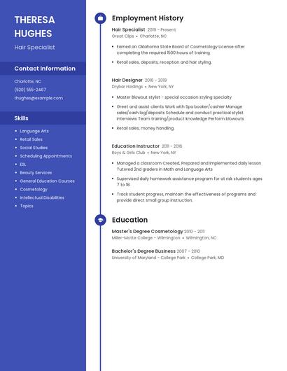 Hair Specialist Resume