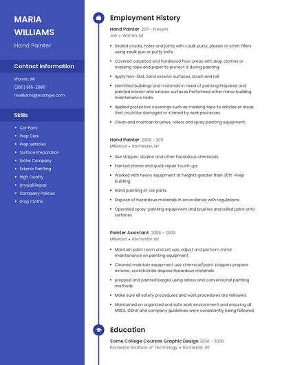 Hand Painter Resume