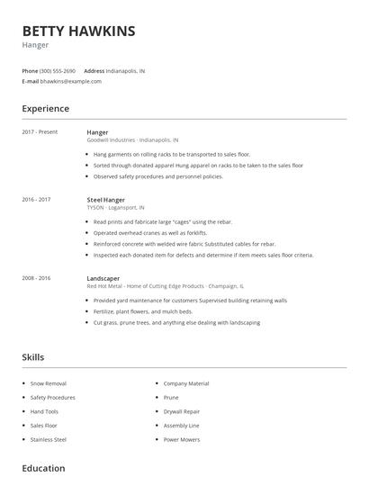 Hanger Resume