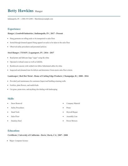 Hanger Resume