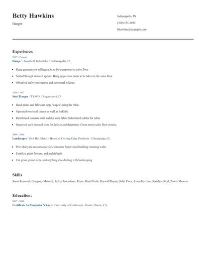 Hanger Resume