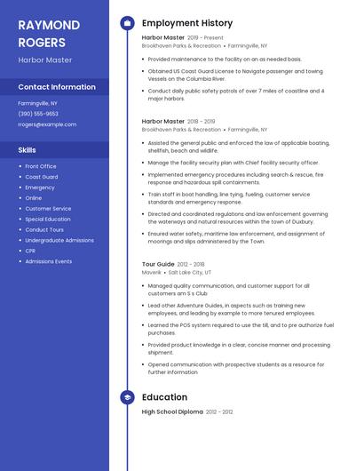 Harbor Master Resume