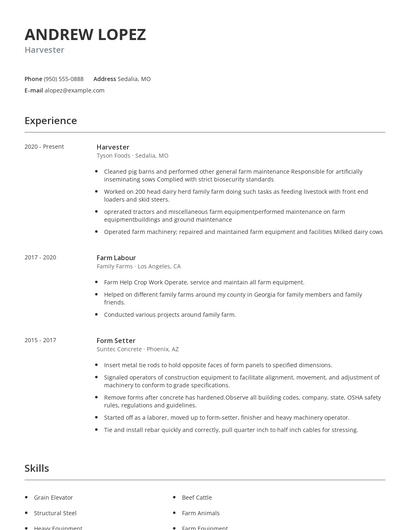 Harvester Resume