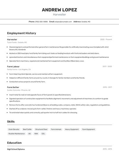 Harvester Resume