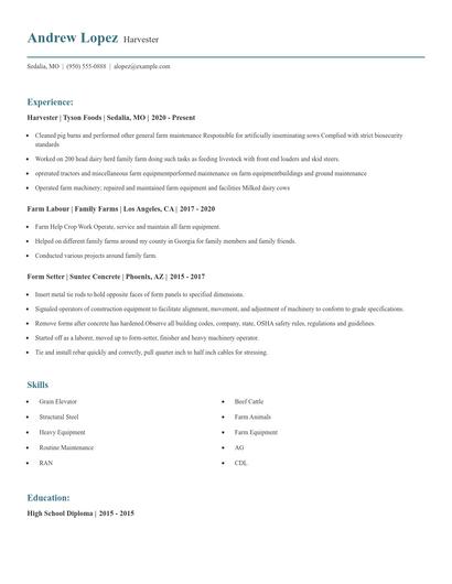 Harvester Resume