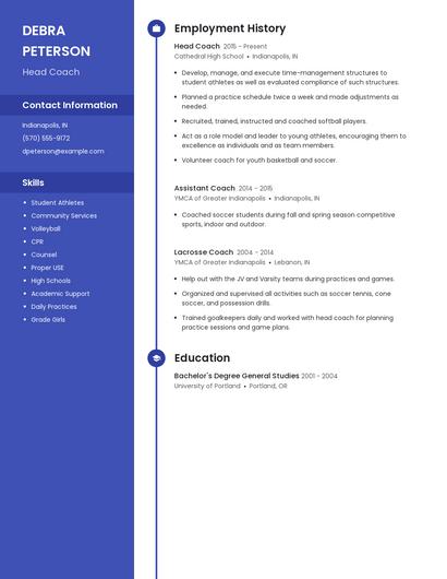 Head Coach Resume