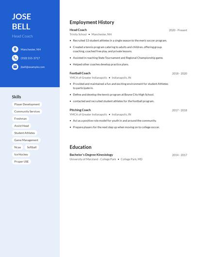 Head Coach Resume