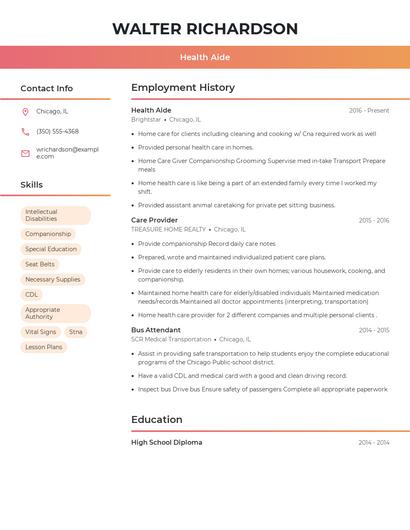 Health Aide Resume