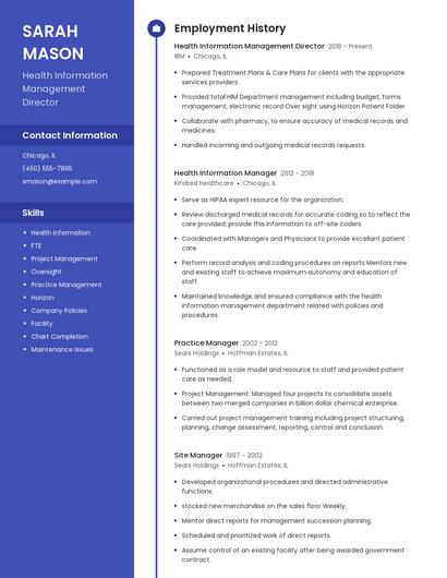 Health Information Management Director Resume