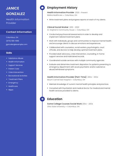 Health Information Provider Resume