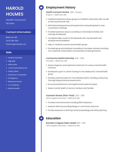 Health Outreach Worker Resume