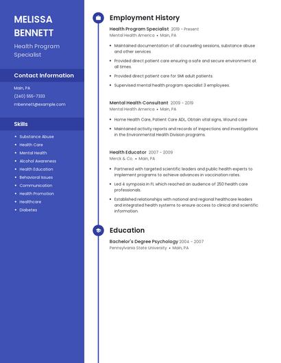 Health Program Specialist Resume
