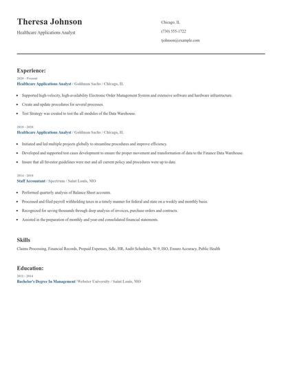 Healthcare Applications Analyst Resume