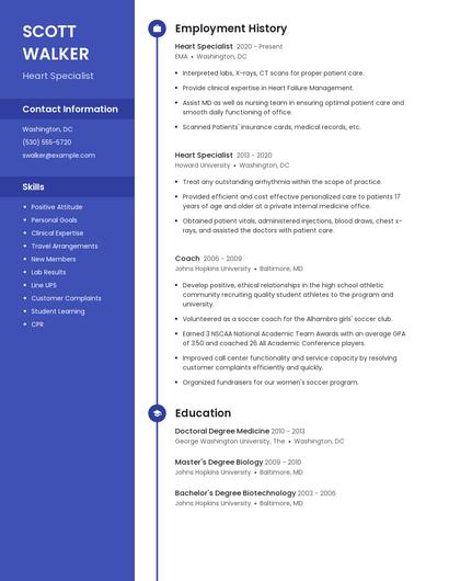 Heart Specialist Resume