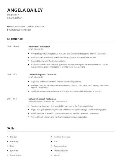 Help Desk Coordinator Resume