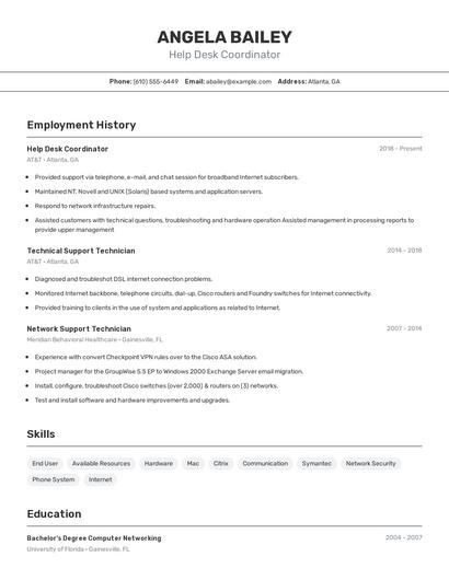 Help Desk Coordinator Resume
