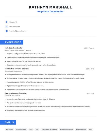 Help Desk Coordinator Resume