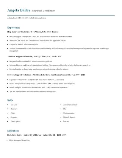 Help Desk Coordinator Resume