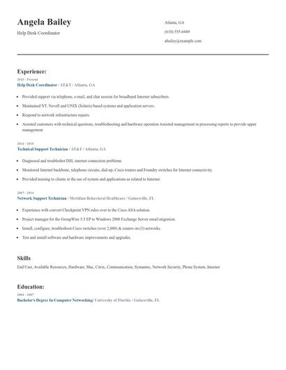 Help Desk Coordinator Resume
