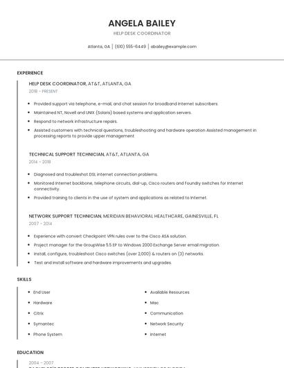 Help Desk Coordinator Resume