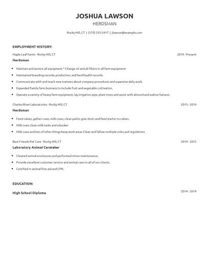 Herdsman Resume
