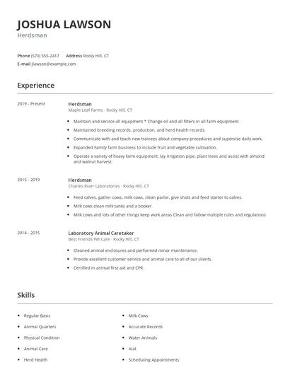 Herdsman Resume