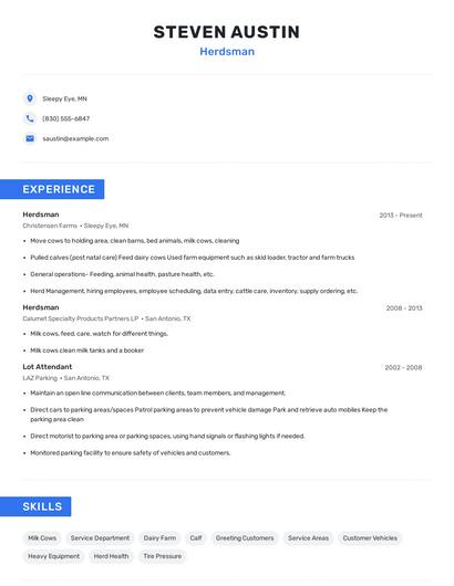 Herdsman Resume