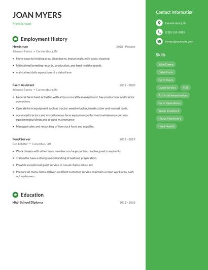 Herdsman Resume
