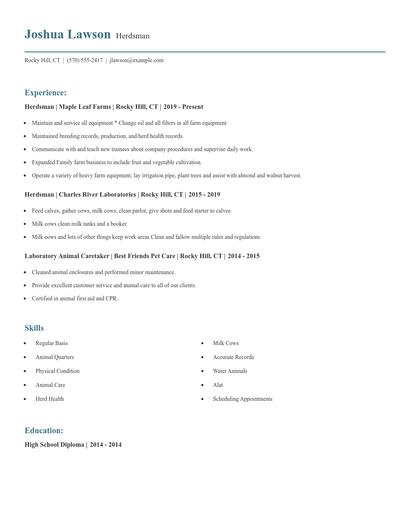 Herdsman Resume