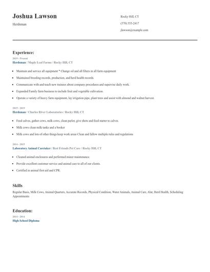Herdsman Resume