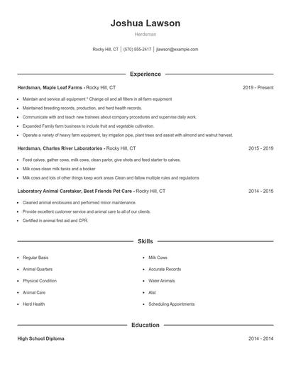 Herdsman Resume