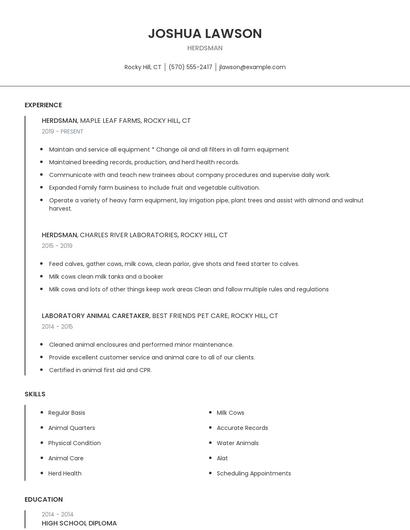 Herdsman Resume